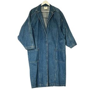 Cherokee Vintage 80’s Oversized Denim Duster Trench Coat Jacket USA made M